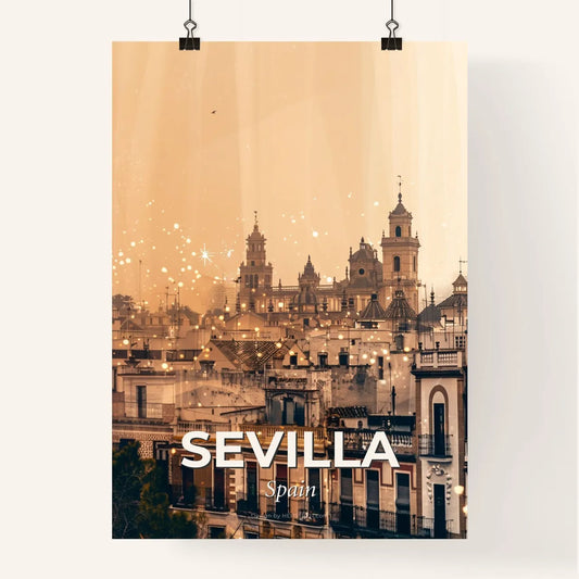 Sevilla Skyline Bright Sparkles Poster Poster
