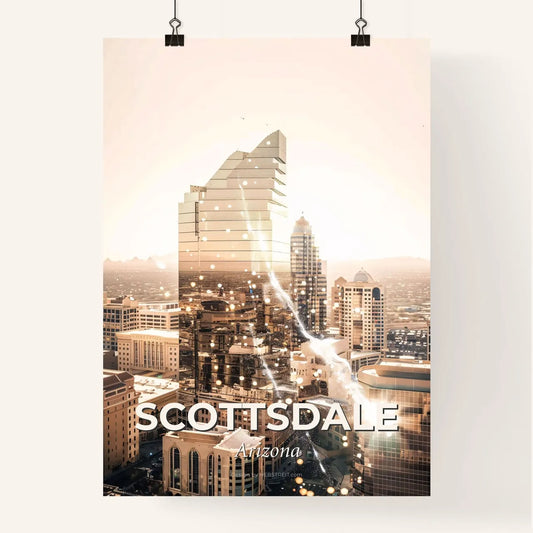 Scottsdale Skyline Double Exposure Art Poster Poster