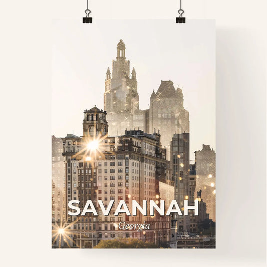 Savannah Double Exposure City Skyline Composite Art Poster
