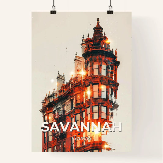 Savannah Georgia Art Deco Skyline Poster Poster