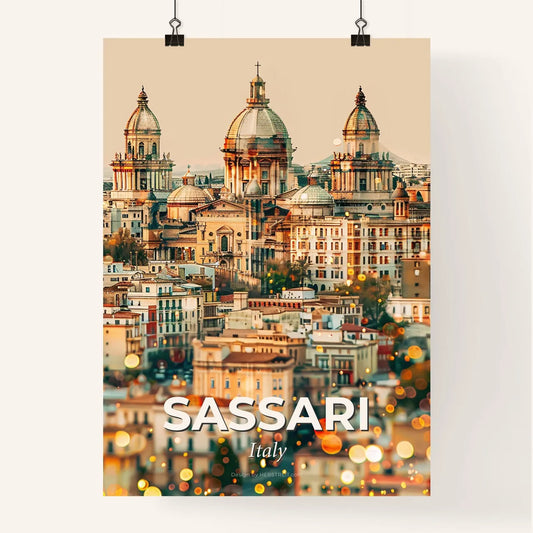 Sassari City Skyline Double Exposure Art Poster Poster