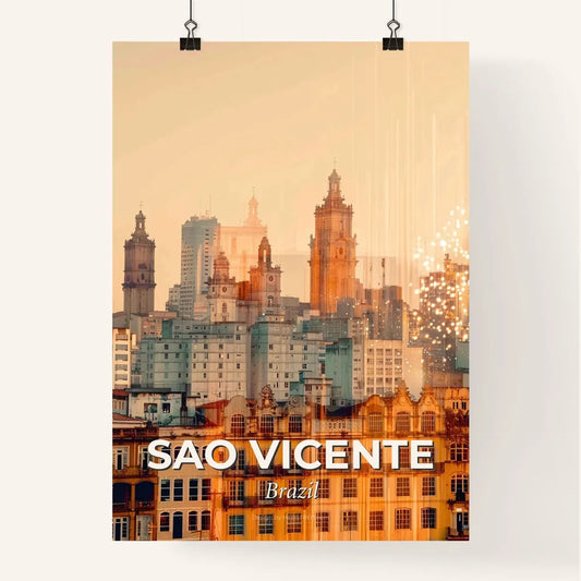 Sao Vicente Double Exposure City Skyline Poster