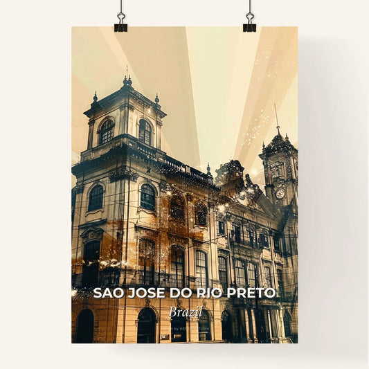 Sao Jose do Rio Preto: Skyline, Architecture, Beige, Backlights, Sparkles, Colors, Poster Poster