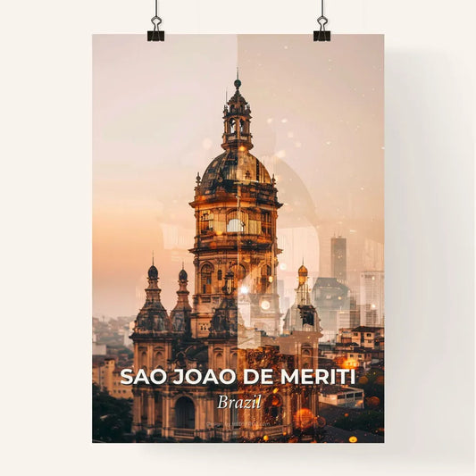 Sao Joao de Meriti Skyline Poster with Architectural Icons Poster