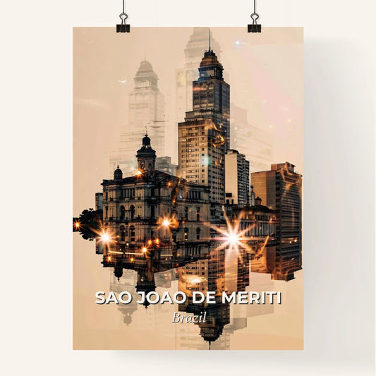 Sao Joao de Meriti City Skyline Double Exposure Poster Art Poster