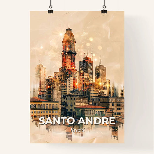 Santo Andre City Skyline Double Exposure Composite Art Poster