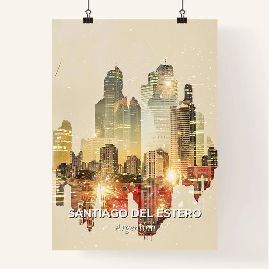 Santiago del Estero City Skyline Double Exposure Artwork Poster
