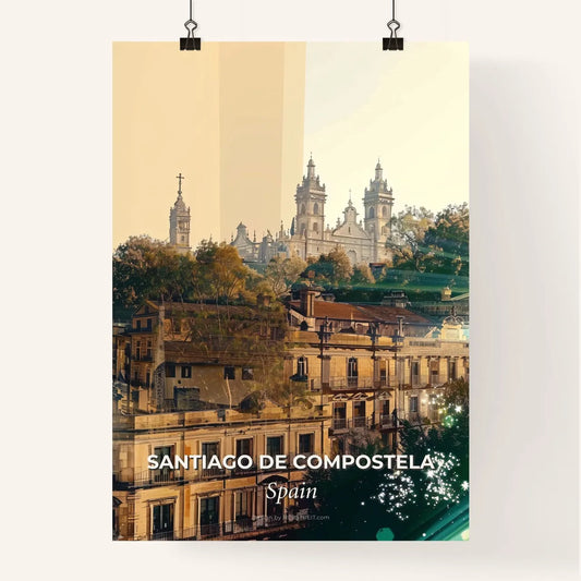 Santiago de Compostela, Skylines and Icons Composite Poster