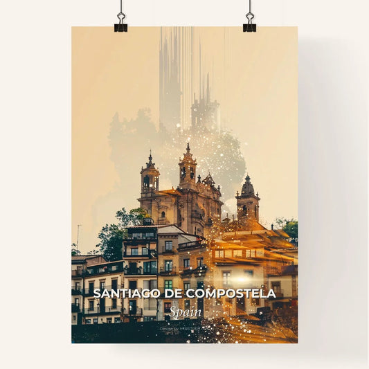 Santiago de Compostela City Skyline Double Exposure Poster Poster