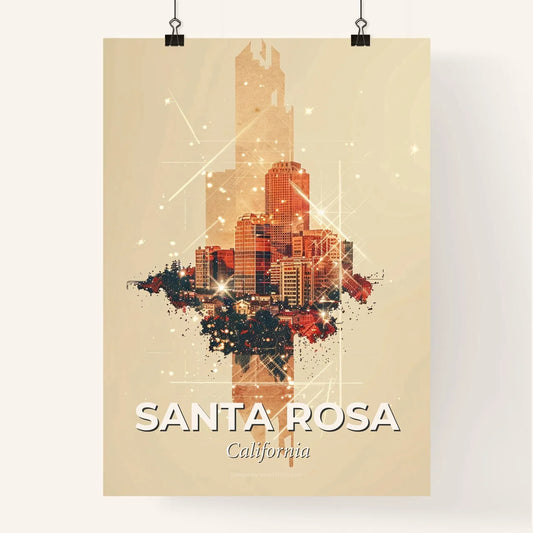 Santa Rosa Citylights Silhouette Art Print Poster Poster