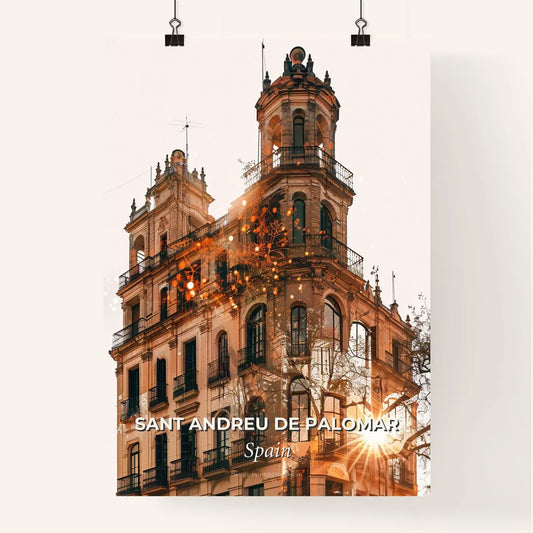Sant Andreu de Palomar: City Icons on Beige Poster