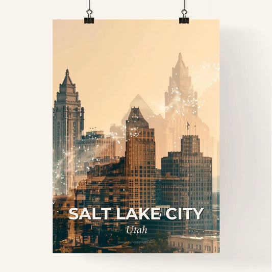 Salt Lake City Skyline Double Exposure Art Poster