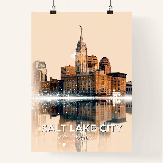 Salt Lake City Skyline Double Exposure Art Sparkles Poster