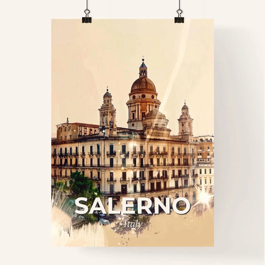 Salerno: Double Exposure Skyline Art with Subtle Backlights Poster