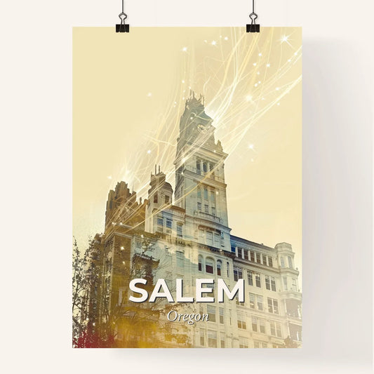 Salem: City Icons in Double Exposure Art Poster