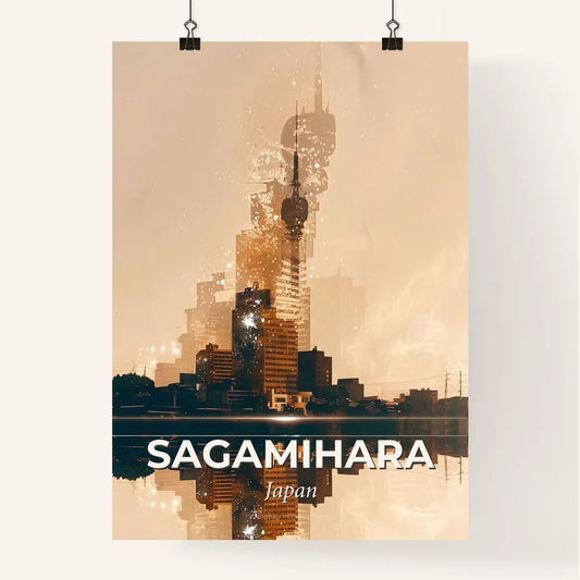Sagamihara Skyline Double Exposures on Beige Poster