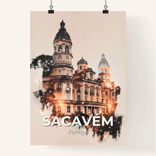 Sacavém Skyline Composite Art: Local Colors, Bright Beige Poster