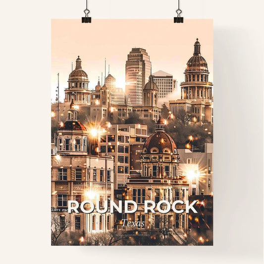Round Rock Cityscape Art: Icon Skyline Double Exposure Poster