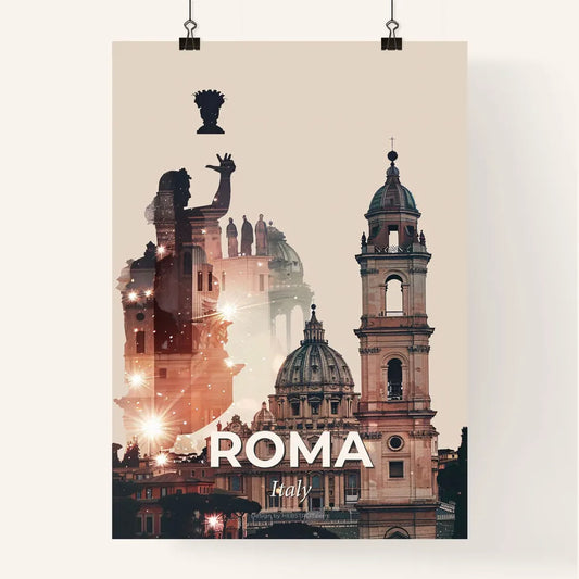 Rome Skyline Double Exposure Art Poster Poster