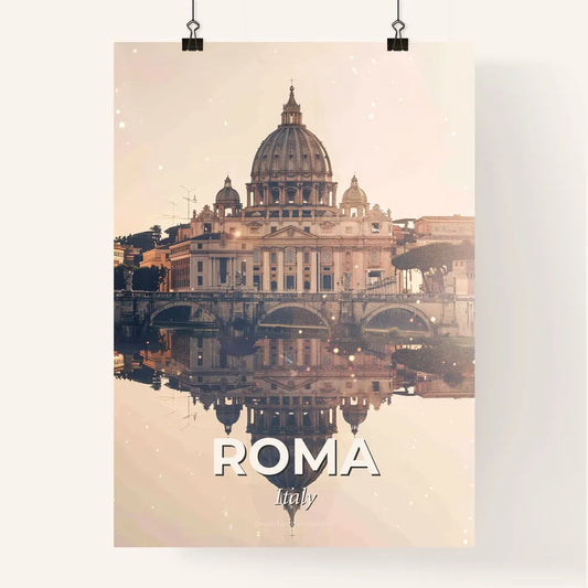 Rome Icon Skyline Double Exposure Beige Art Print Poster