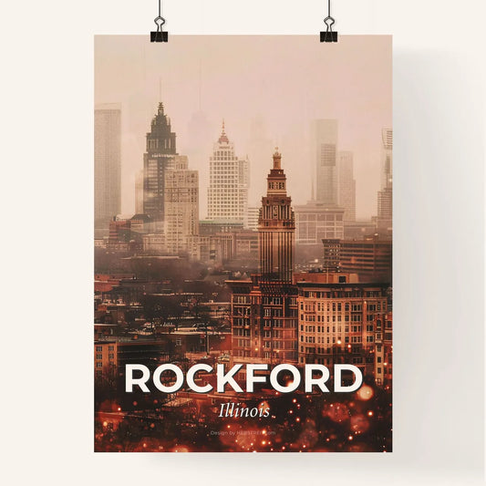 Rockford Cityscape: Local Icons, Bright Beige Poster