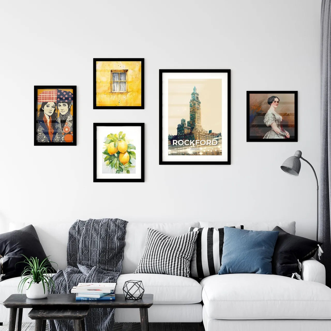 Rockford City Skyline Composite Double Exposure Art Poster Wall Art