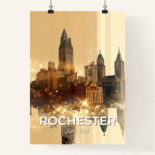 Rochester City Skyline Double Exposure Composite Art Poster