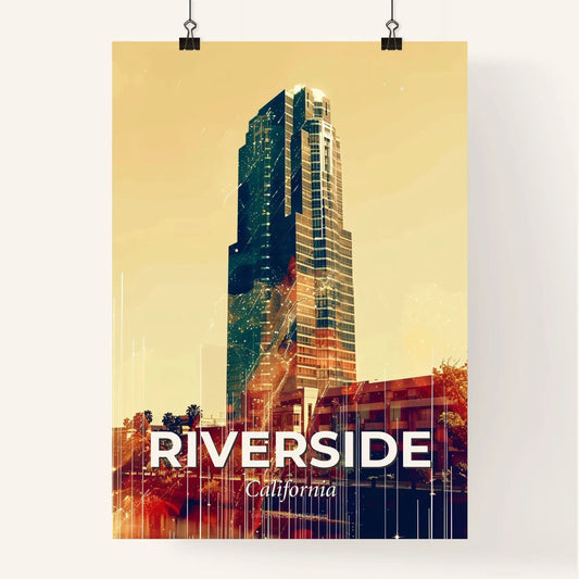 Riverside City Skyline Composite Art Bright Beige Poster Poster