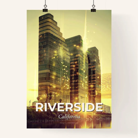 Riverside City Skyline Twilight Panorama Poster