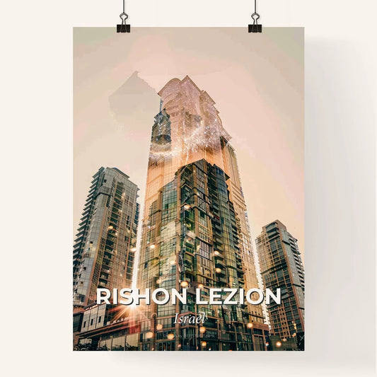 Rishon LeZion Skyline Double Exposure Poster Art Poster