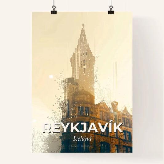 Reykjavík: Silhouetted Cityscape Sparkle Bonanza Poster