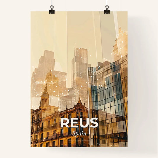 Reus City Skyline Bright Beige Paper Poster Art Poster