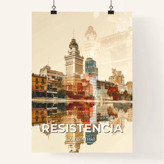 Resistencia City Skyline Double Exposure Poster Art Poster