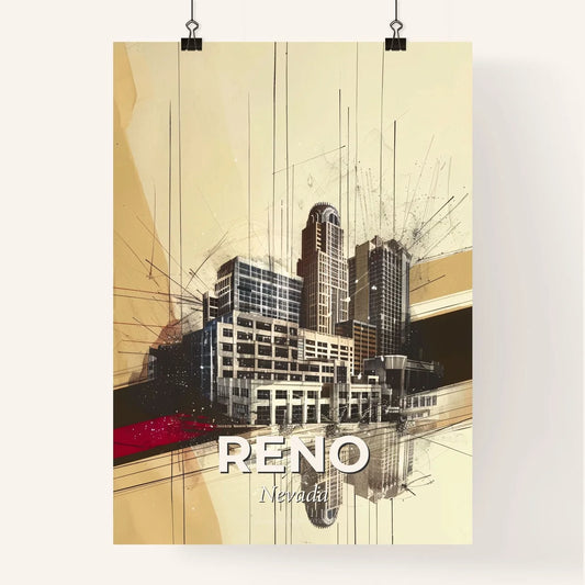 Reno City Skyline Double Exposure Poster Art Poster