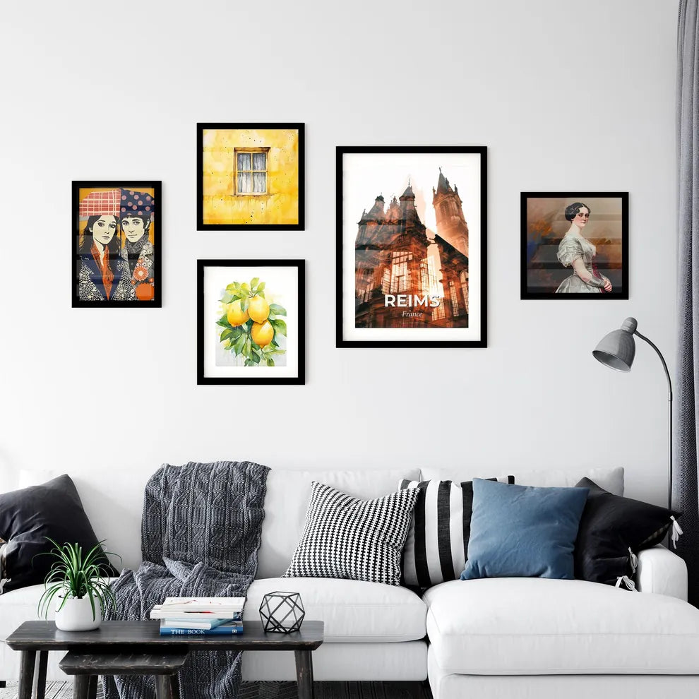 Reims Skyline Double Exposure Composite Art Wall Art