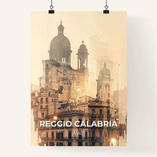 Reggio Calabria Iconic Skyline Double Exposure Poster Art Poster