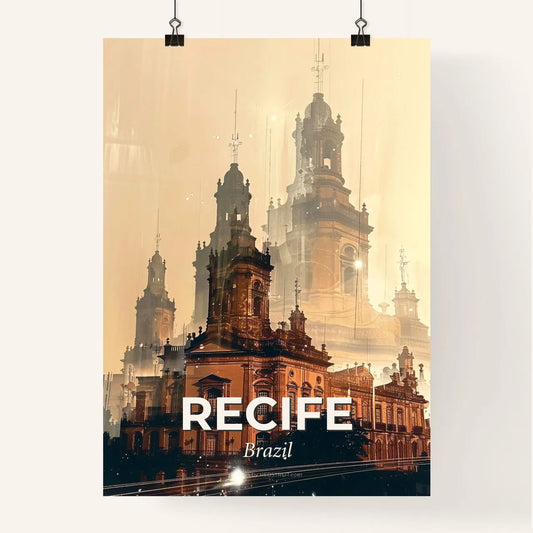 Recife City Double Exposure Skyline Poster Poster