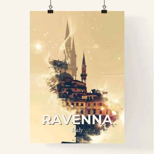 Ravenna City Skyline Composite Art on Beige Poster