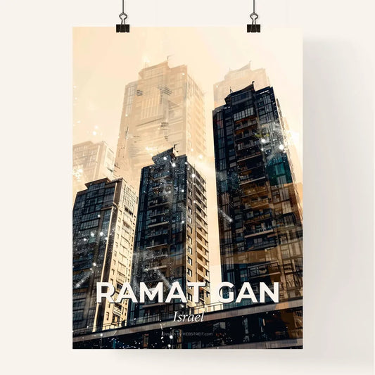 Ramat Gan Skyline Double Exposure Art Poster Poster