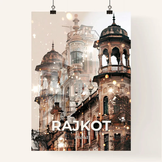 Rajkot: Vibrant Cityscape Silhouette with Sparkle Poster