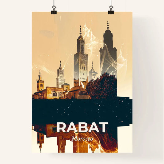 Rabat Skyline Double Exposure Art Poster Poster