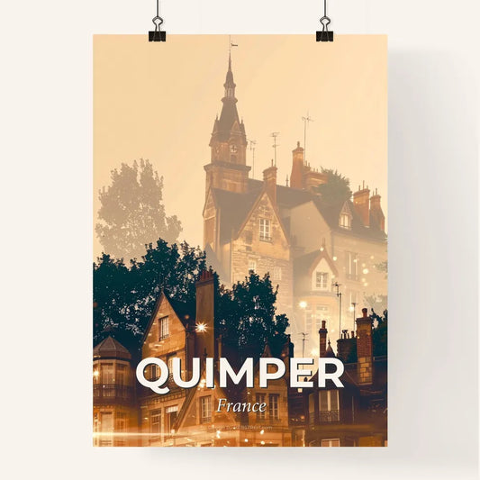 Quimper Brightscape: Skyline Silhouette Cityscape Art Poster