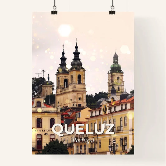 Queluz Cityscape Art: Beige Harmony with Sparkles Poster