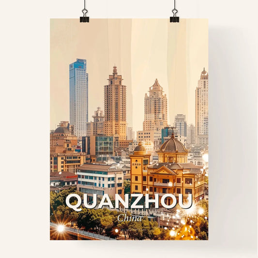 Quanzhou: Double Exposure Skyline Cityscape Artwork Poster