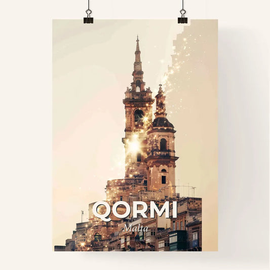 Qormi Malta City Skyline Bright Sparkle Art Poster Poster