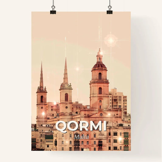 Qormi Malta Cityscape Composite Silhouette Poster Poster