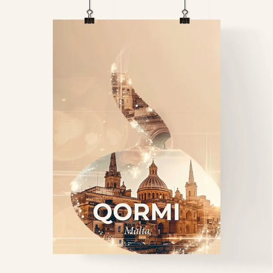 Qormi Skyline Nightlights Double Exposure Composite Poster