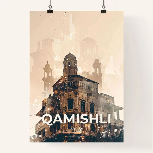 Qamishli Skyline Double Exposure Art Print Poster