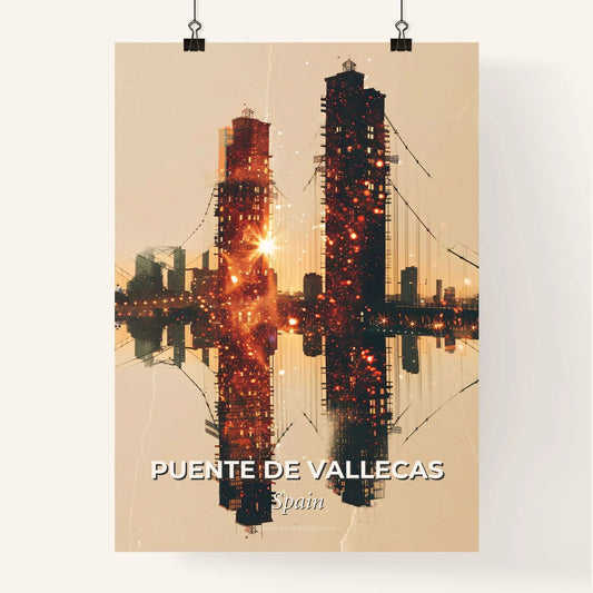 Puente de Vallecas Cityscape Icons in Double Exposure Poster