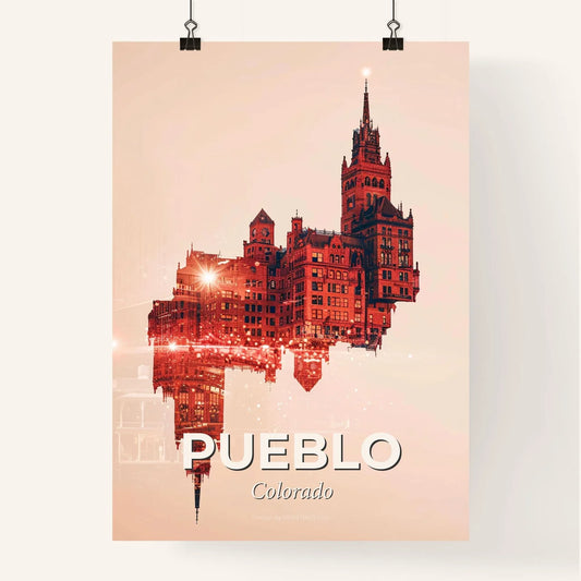 Pueblo Skyline: City Charm in Beige Radiance Poster